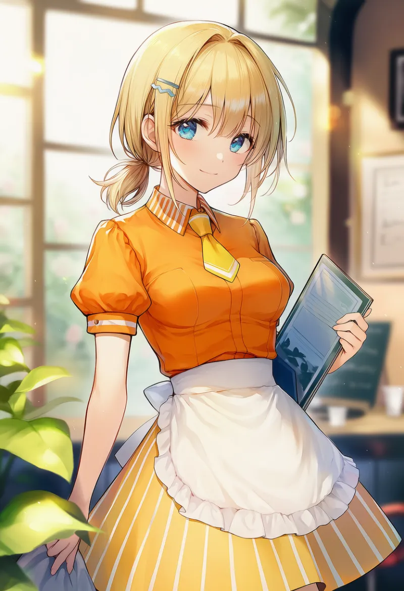 カフェ店員のプロンプト|AIイラスト作例