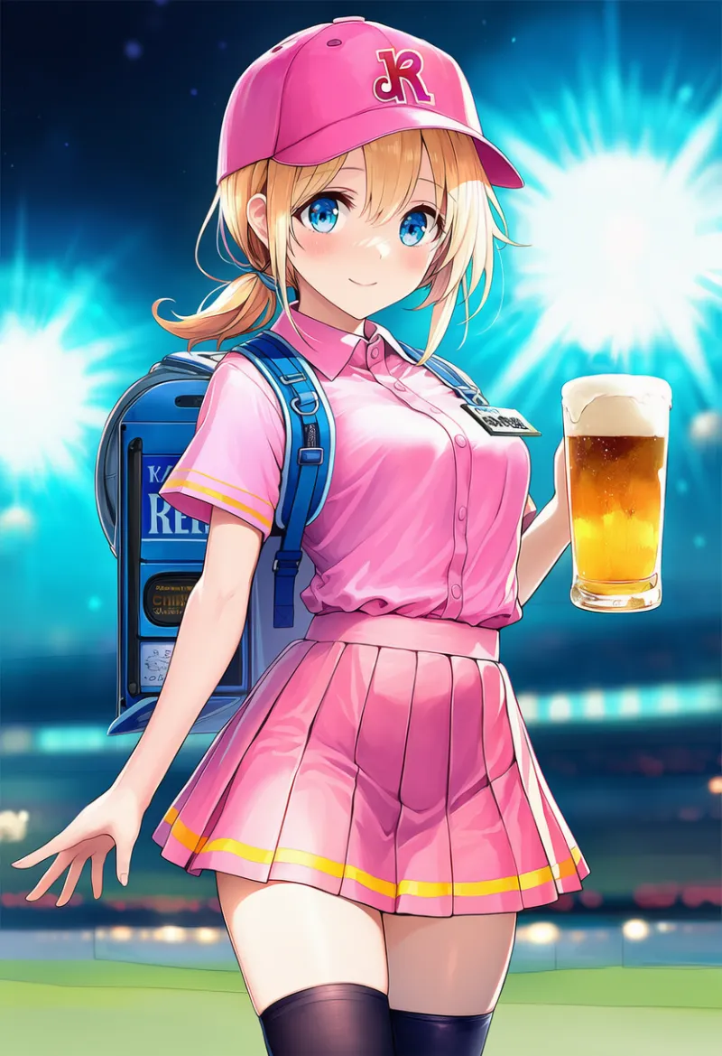ビール売り子のプロンプト|AIイラスト作例