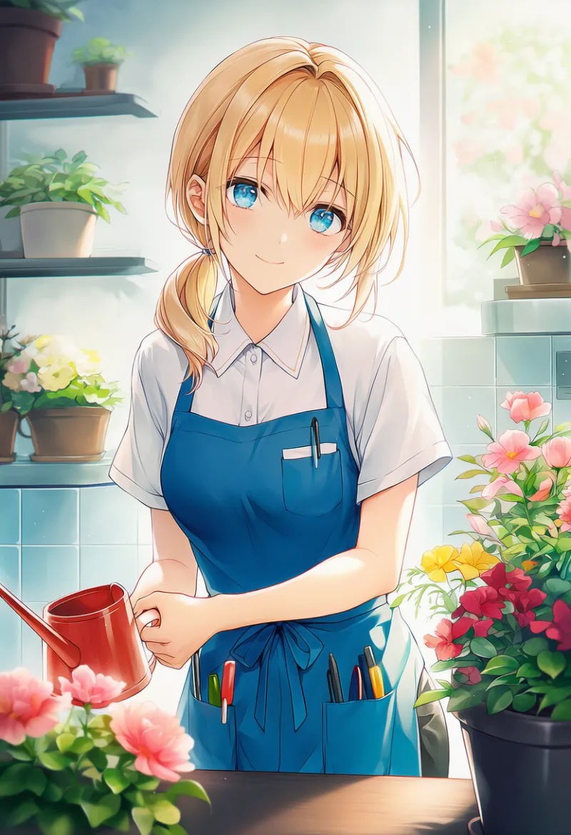 花屋店員のプロンプト|AIイラスト作例