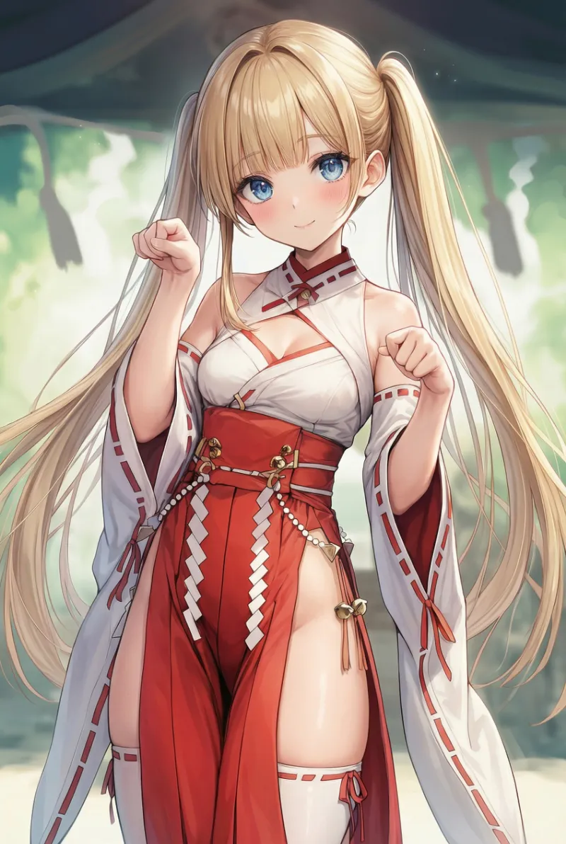 和風巫女の改造スタイルのプロンプト｜AIイラスト作例