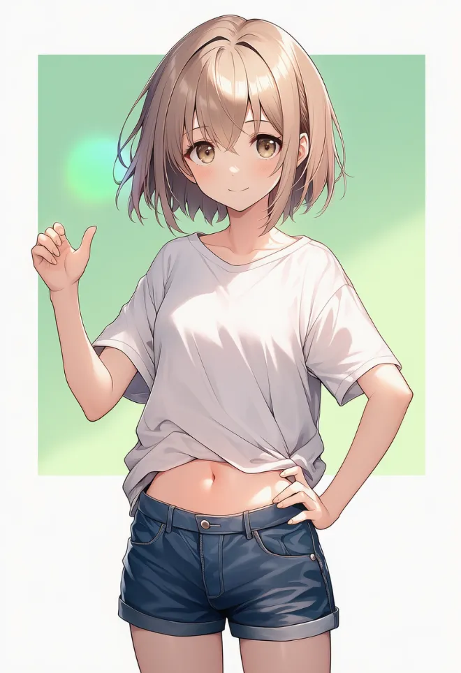 腰に片手を当てる(AIイラスト)|プロンプトと作例