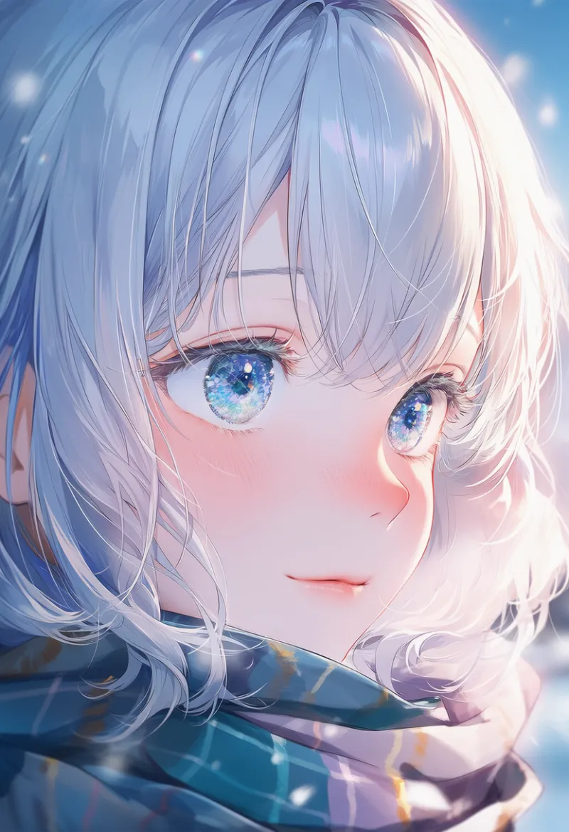 まつ毛に雪がついたAIイラスト｜プロンプト紹介