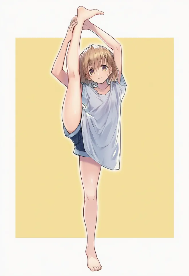 Y字バランス(AIイラスト)|プロンプトと作例