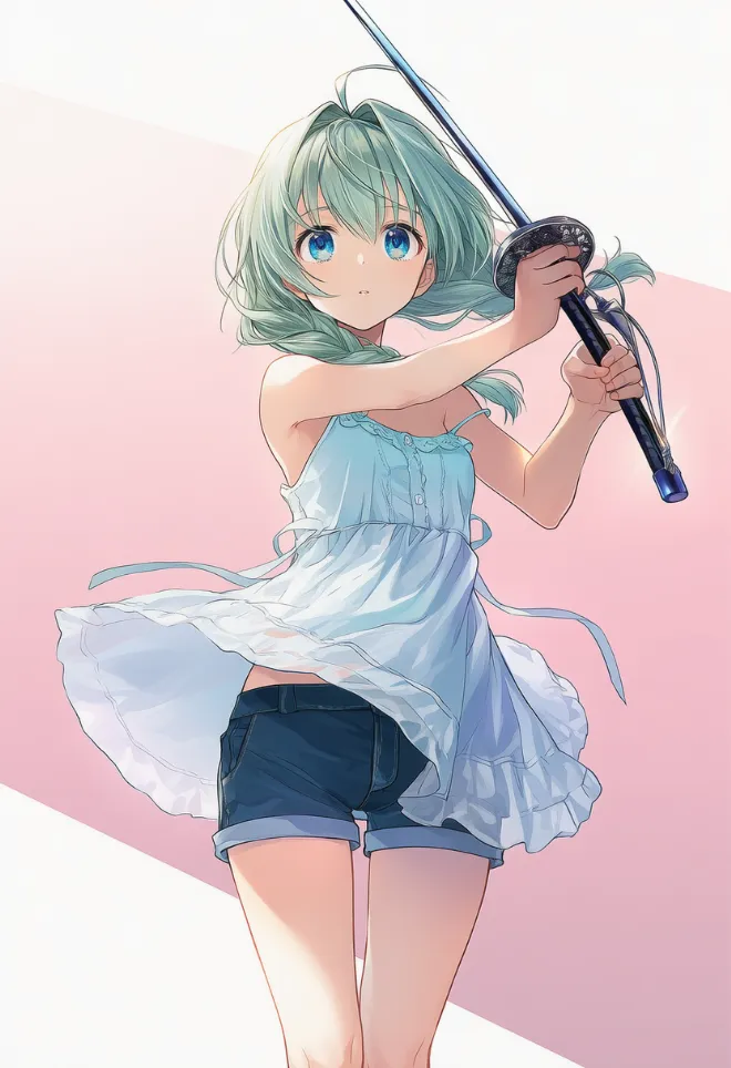 剣を構える(AIイラスト)|プロンプトと作例