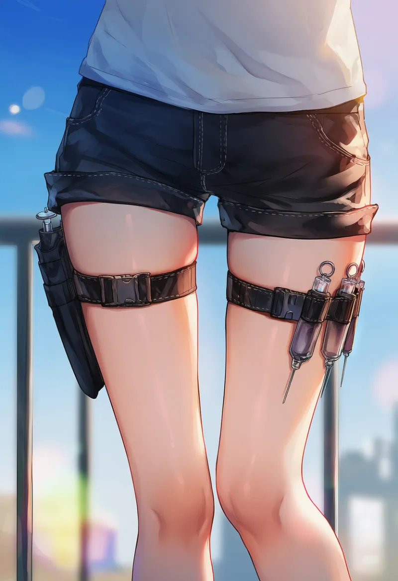 注射器レッグホルスターのAIイラスト｜プロンプト紹介