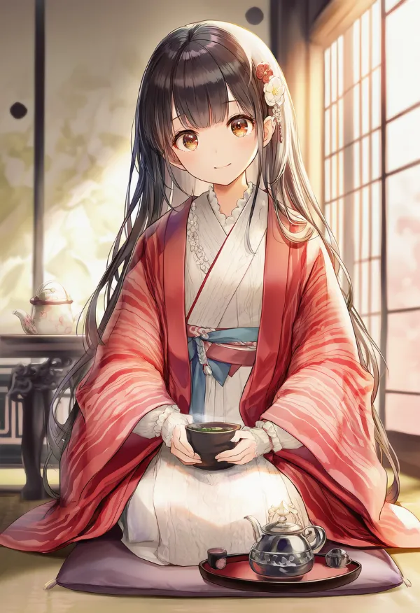 ティーセットの再現用プロンプトとAIイラスト作例