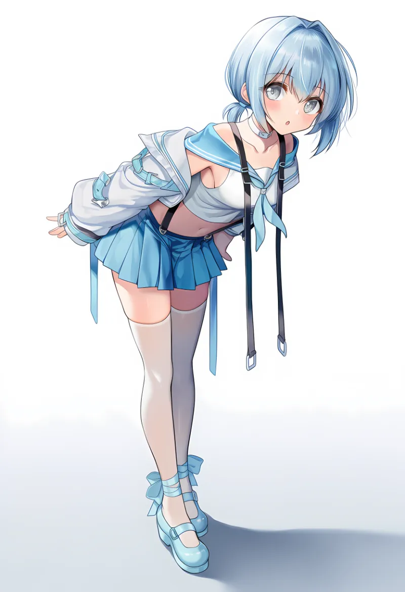 白ジャケット×セーラーカラー|天使界隈ファッションのプロンプト