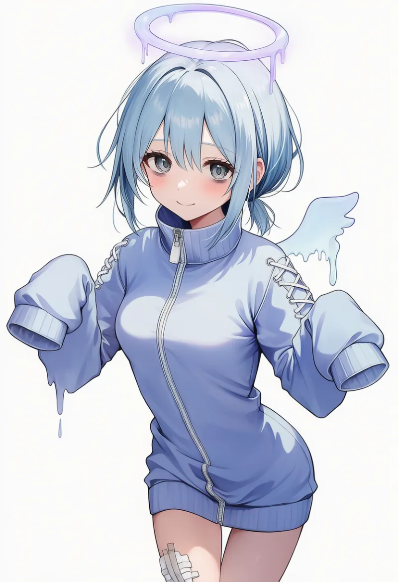 薄紫トラックジャケット×レースアップ袖|天使界隈ファッションのプロンプト