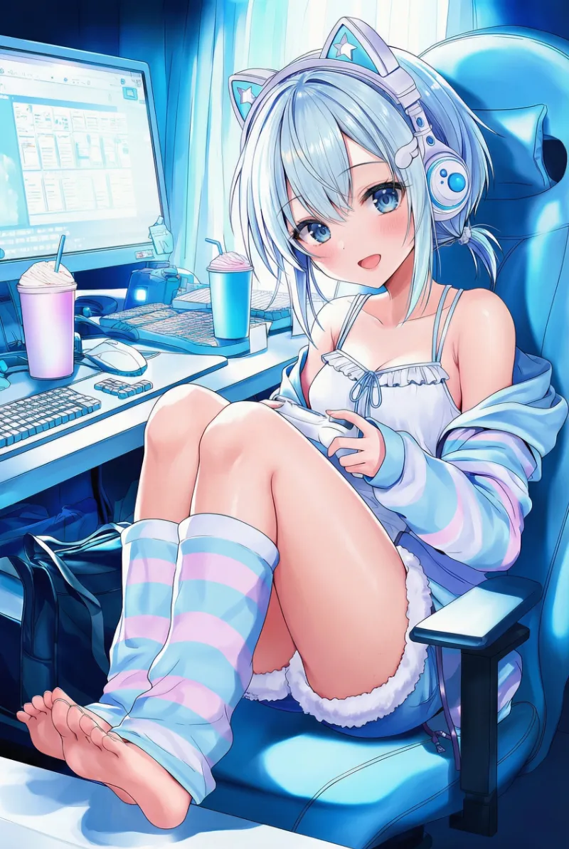 白フリルキャミ×フード付きジャケット|天使界隈ファッションのプロンプト