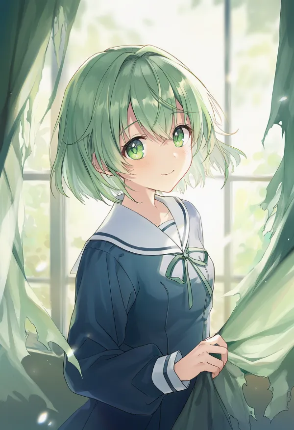 破れたカーテンのAIイラスト|プロンプト紹介