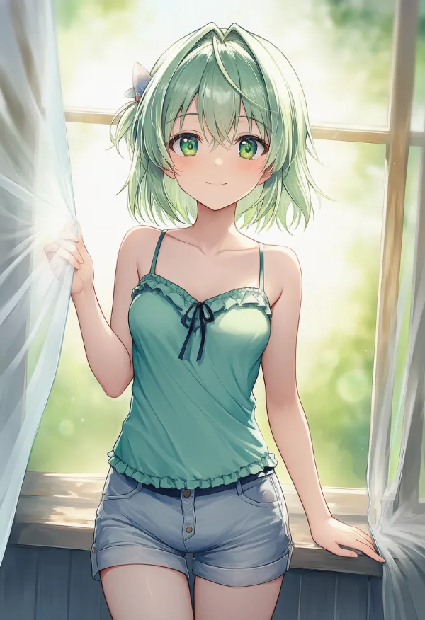 透明なカーテンのAIイラスト|プロンプト紹介