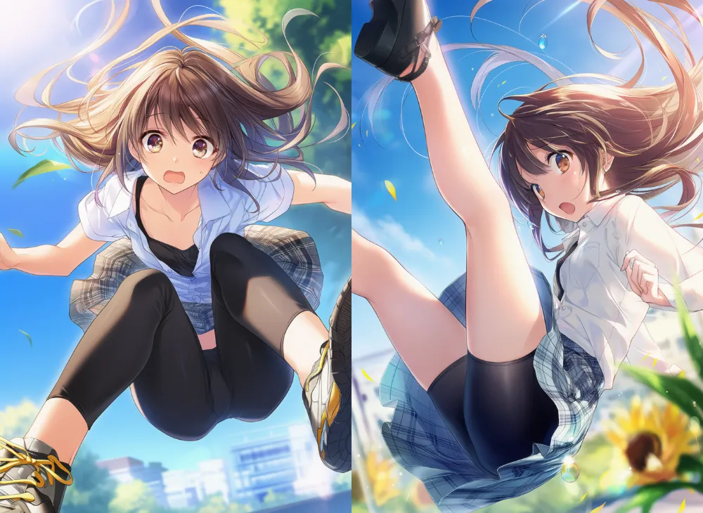 アクシデントによって服がはだけるプロンプトの紹介とAIイラスト作例-2