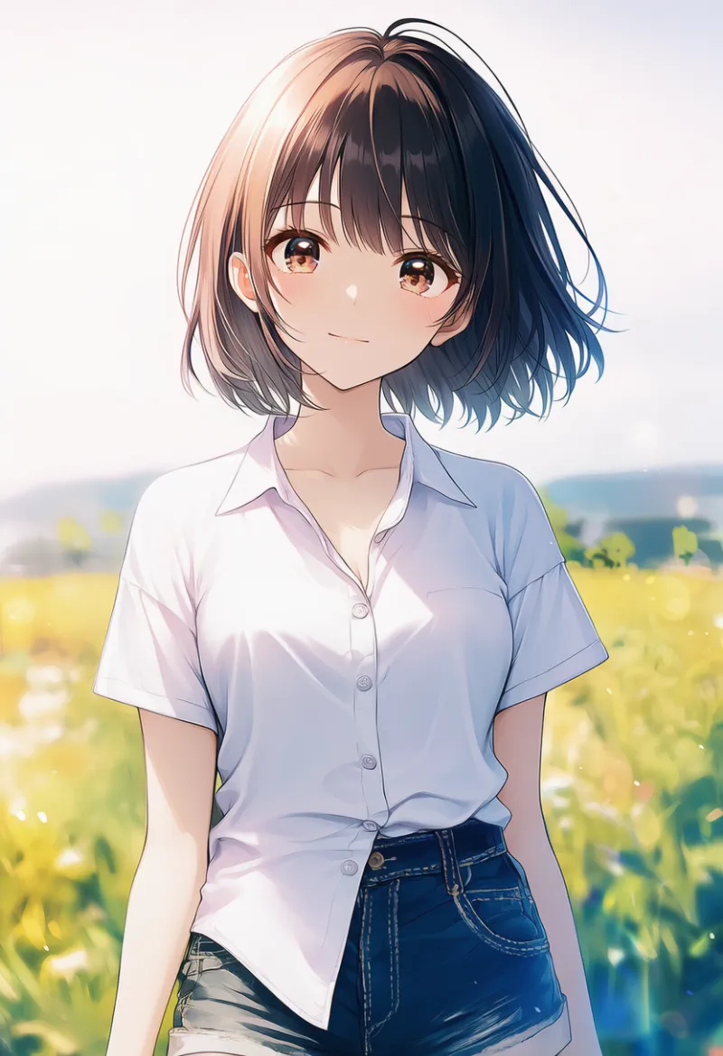 シャツの裾が出る状態のAIイラスト｜プロンプト紹介