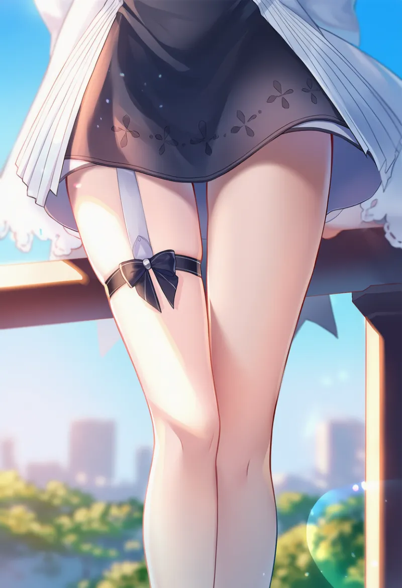 ベルベット生地の太ももベルトのAIイラスト｜プロンプト紹介