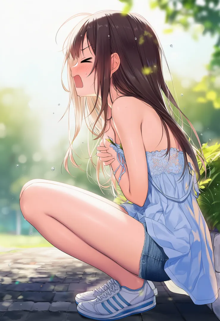 服の破損・不具合によってはだけるプロンプトの紹介とAIイラスト作例-2