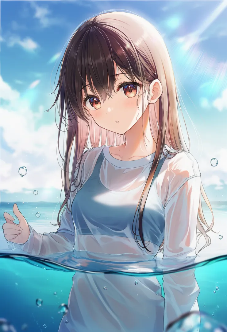 スポブラが服越しに透けて見える表現のプロンプト｜AIイラストの作例