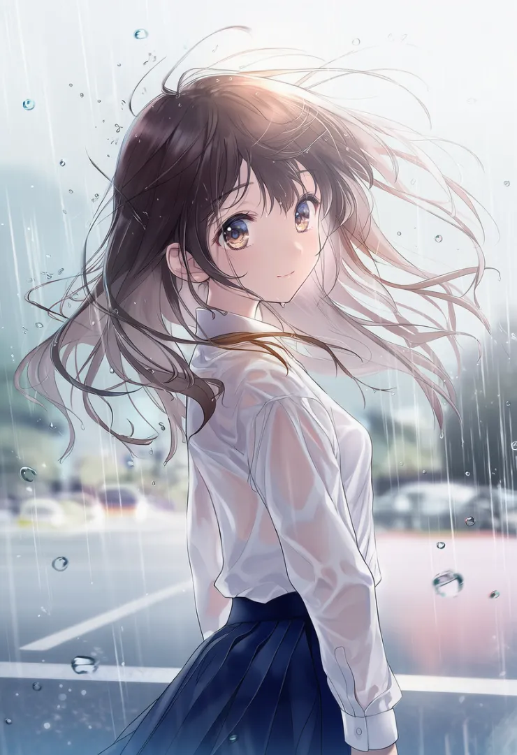 頭を振って濡れた髪を振る動作のプロンプト｜AIイラストの作例