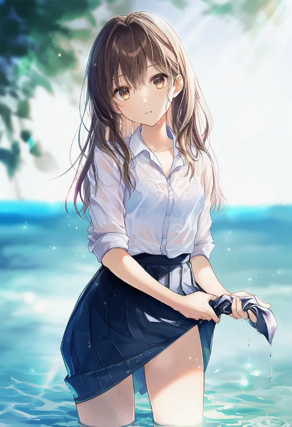 濡れたスカートを再現するプロンプト｜AIイラストの作例