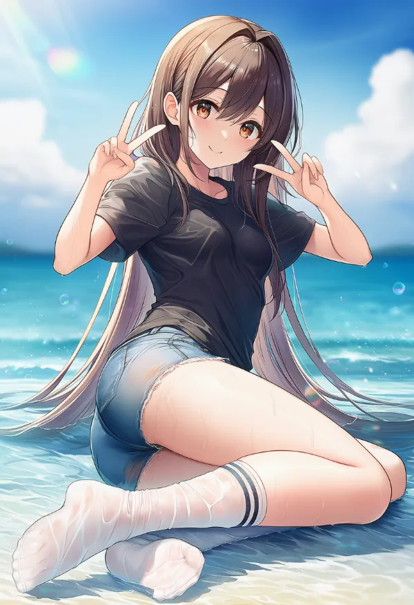 濡れた靴下を再現するプロンプト｜AIイラストの作例