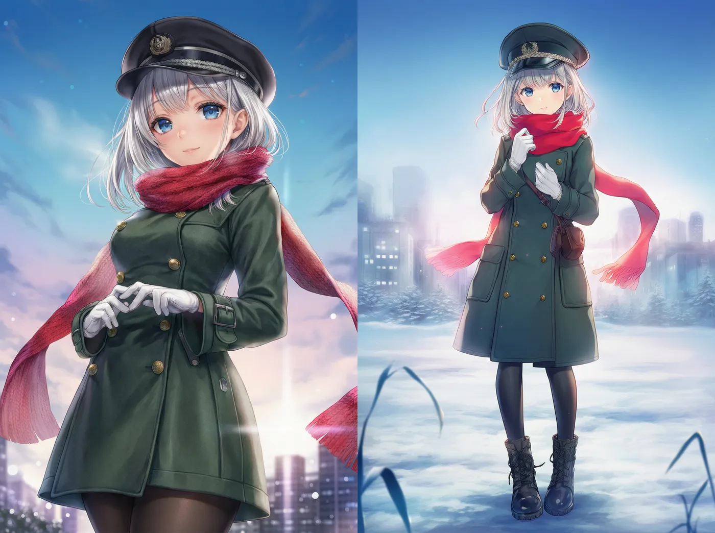 軍服風コートの冬服のプロンプト｜AIイラスト