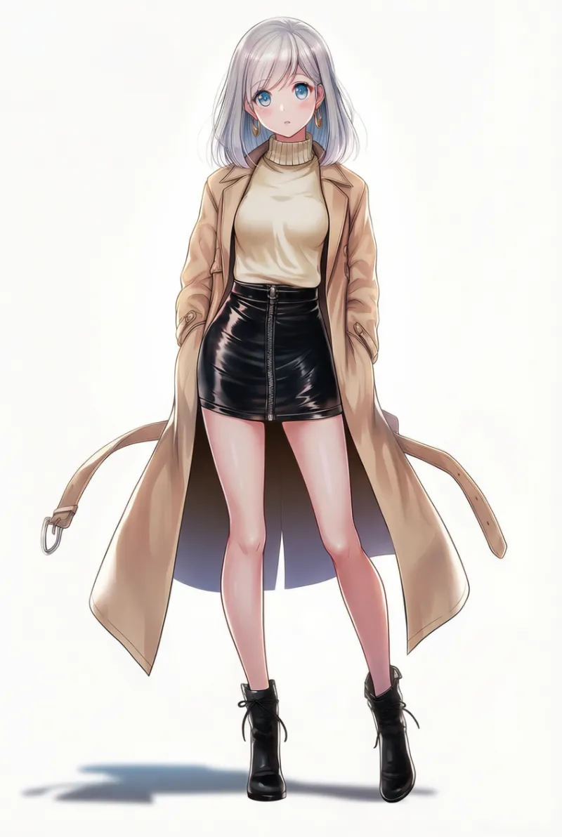 キャメル色トレンチコート｜冬服コーデのプロンプト