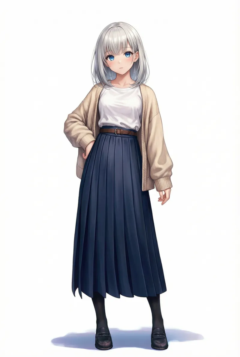 ボアブルゾン×プリーツスカート｜冬服コーデのプロンプト