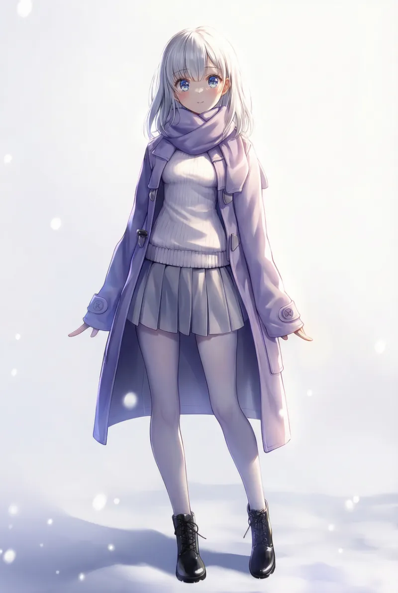 パステル紫のウールコート｜冬服コーデのプロンプト