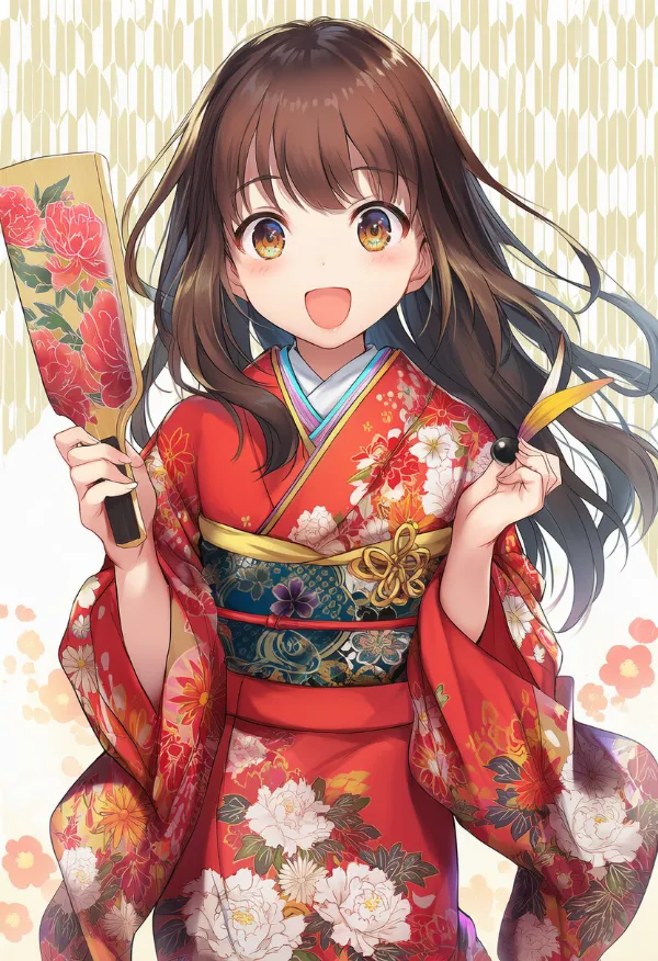 矢絣（やがすり）模様を使った正月用背景のプロンプトとAIイラスト作例