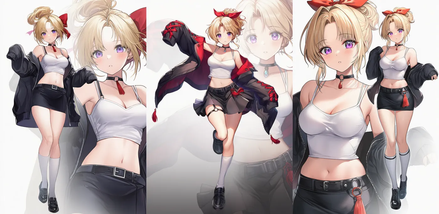 キャラクターの立ち位置を指定するプロンプト（左・中央・右）のためのAIイラスト作例