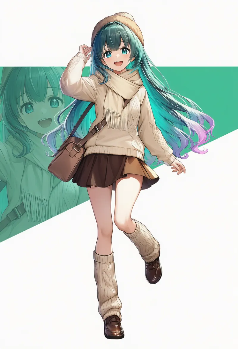 ズームレイヤーに幾何学背景を組み合わせたAIイラストの作例