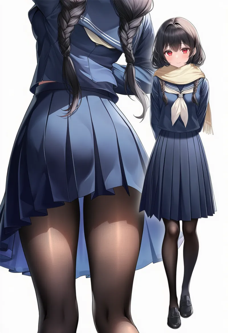 後ろ姿のズームレイヤーを表示したAIイラスト｜プロンプト紹介