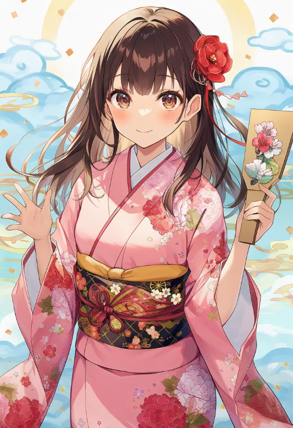 瑞雲（ずいうん）模様を使った正月用背景のプロンプトとAIイラスト作例