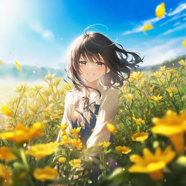 フクジュソウのプロンプト紹介｜野花・AIイラスト