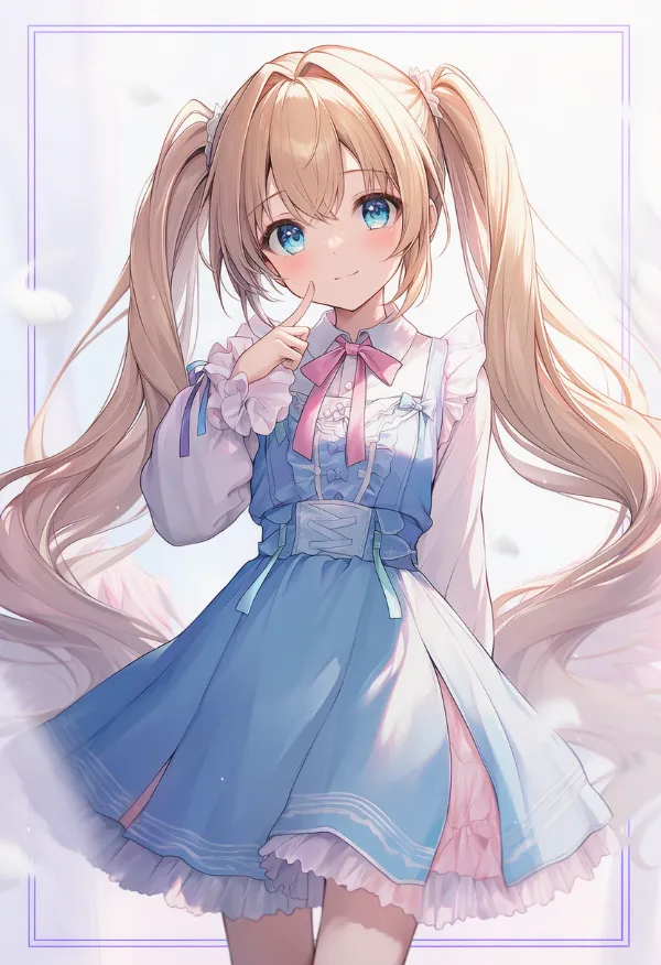 エンジェルブルー風の服｜ゆめかわいいコーデのプロンプト（AIイラスト）