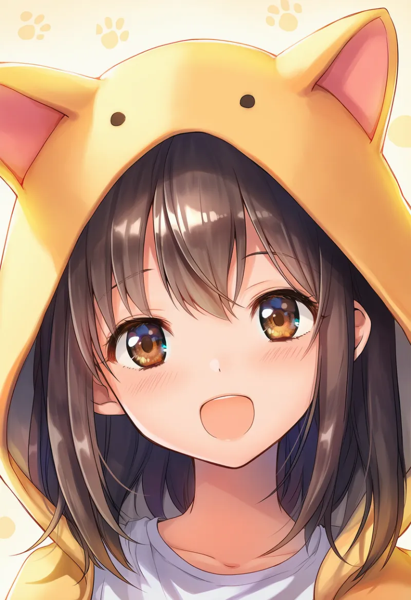 フードを被った状態のプロンプト｜動物コスプレAIイラスト