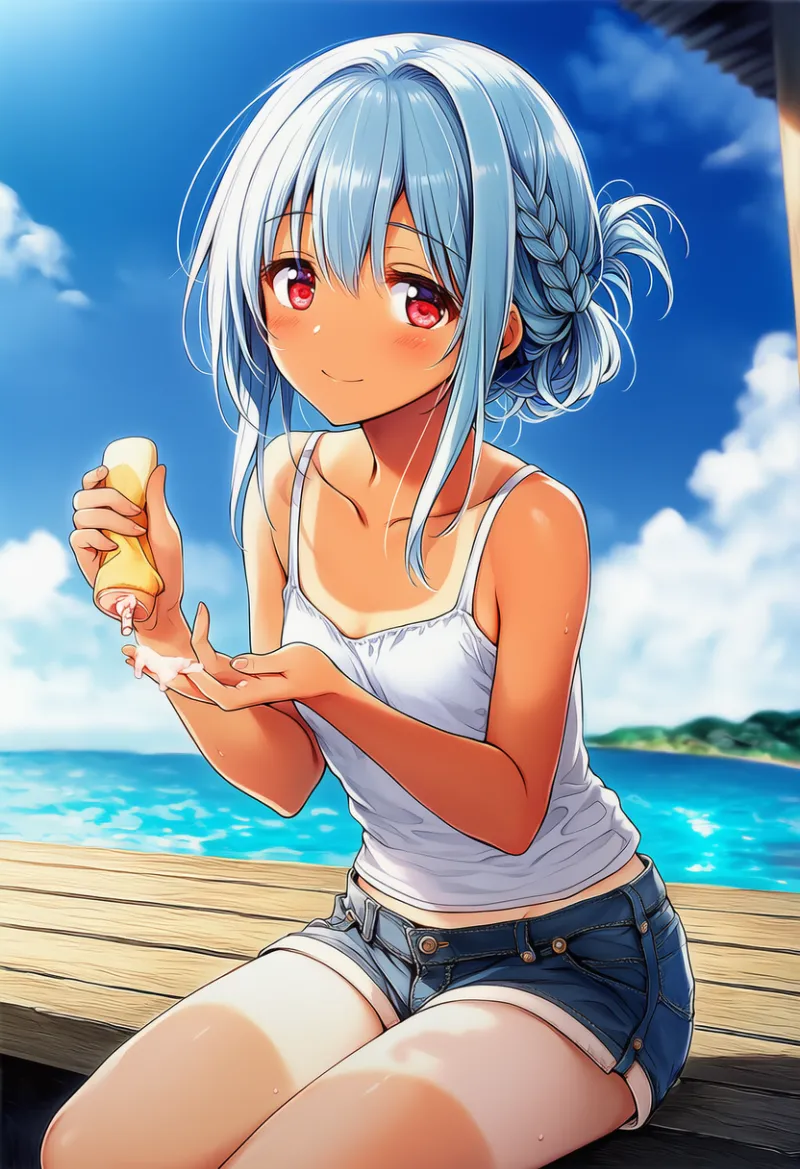 クリームを塗る動作のAIイラスト｜プロンプト紹介