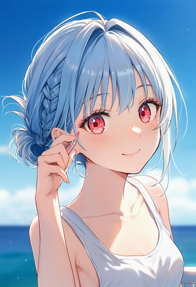 アイシャドウを塗るポーズのAIイラスト｜プロンプト紹介