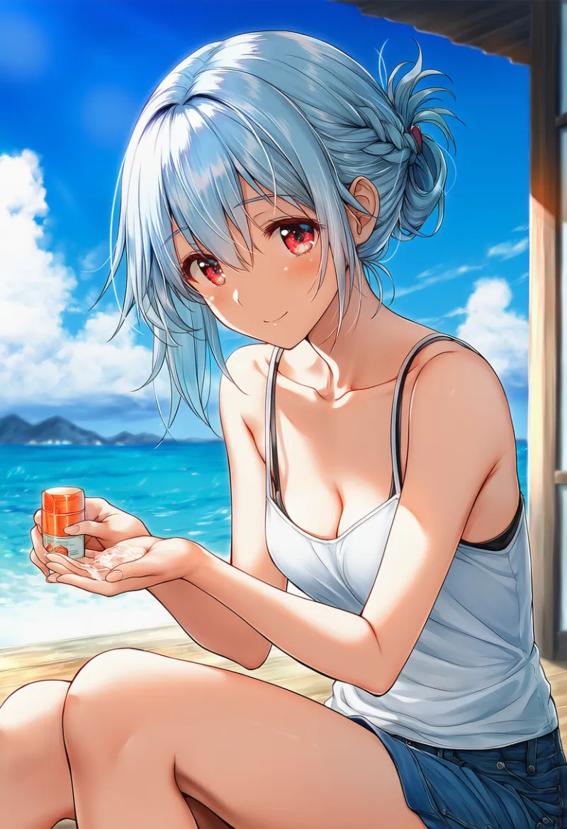 薬（軟膏）を塗る動作のAIイラスト｜プロンプト紹介