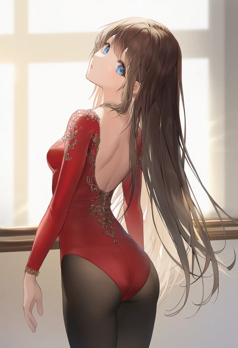 背中が開いたレオタードのAIイラスト｜プロンプト紹介