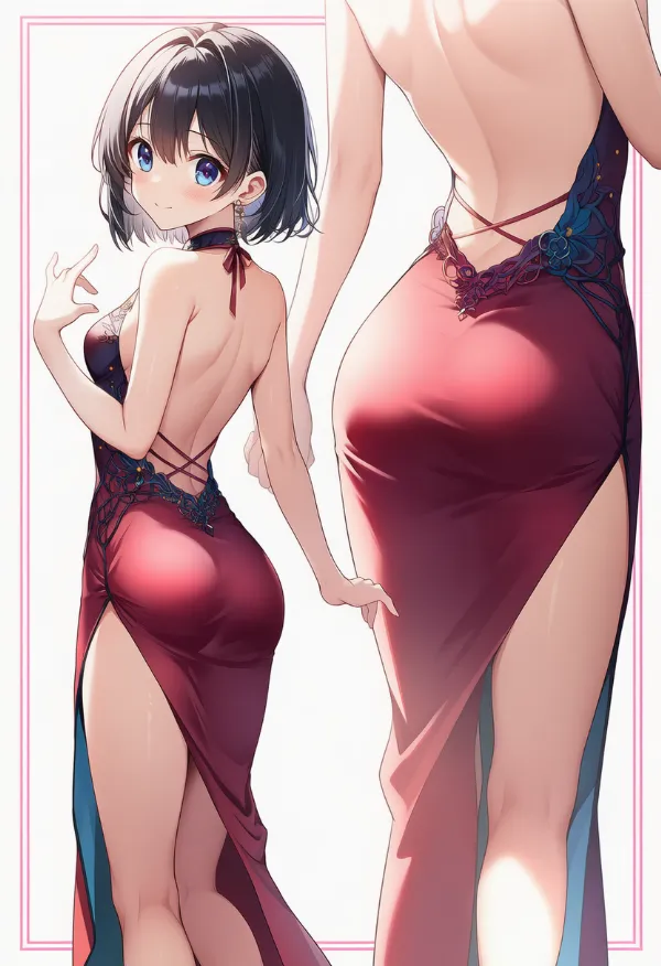 バックレスドレスの服装プロンプト|AIイラスト