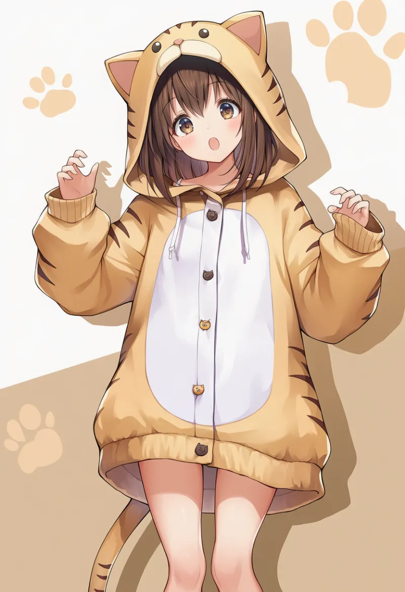 オーマーサイズの動物コスプレと生脚を組み合わせたAIイラスト