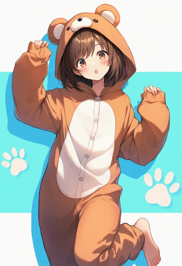 クマの動物コスプレのプロンプト｜AIイラスト