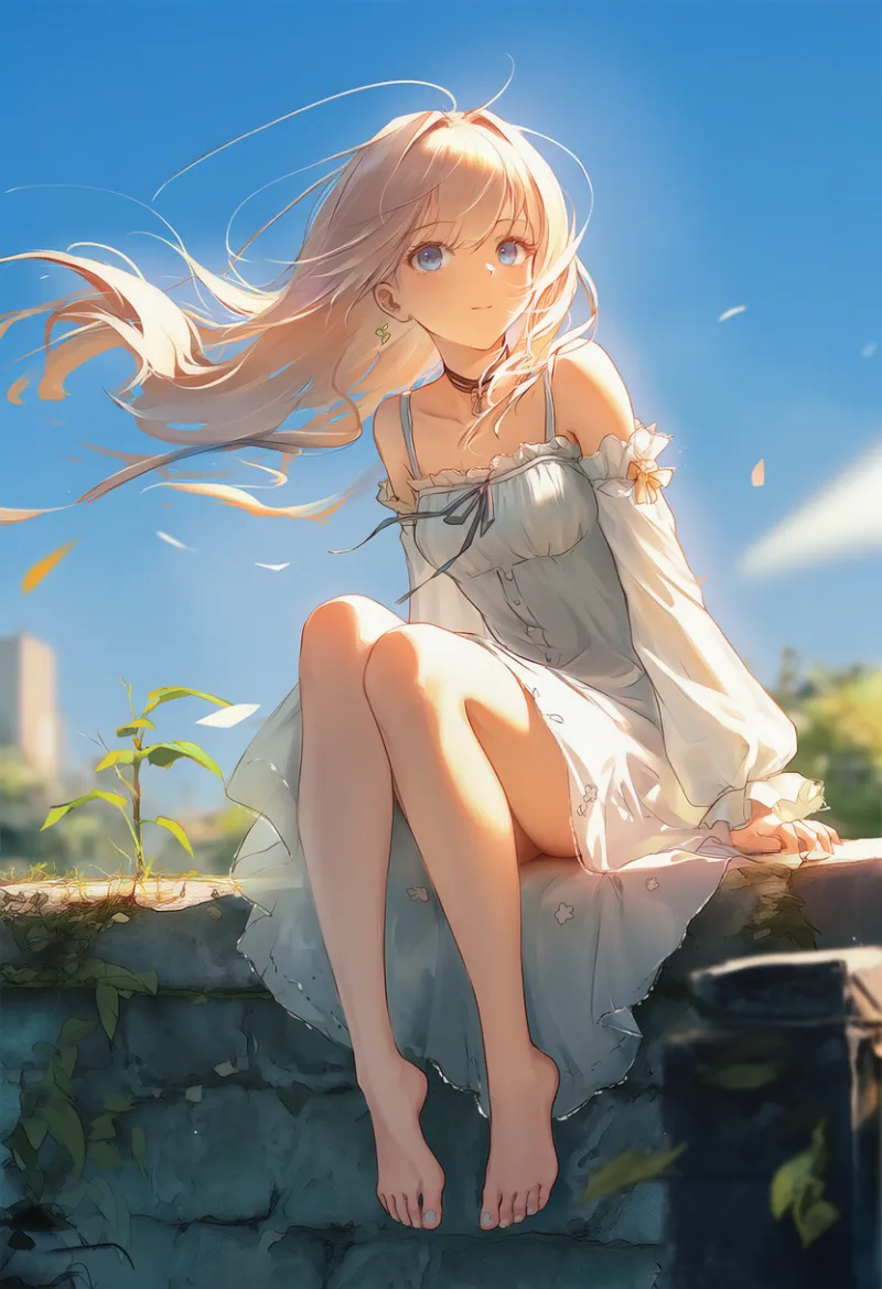 膝を曲げる：bent knees｜プロンプト紹介