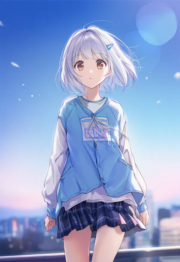 青系統のストリートファッションのAIイラストとプロンプト紹介