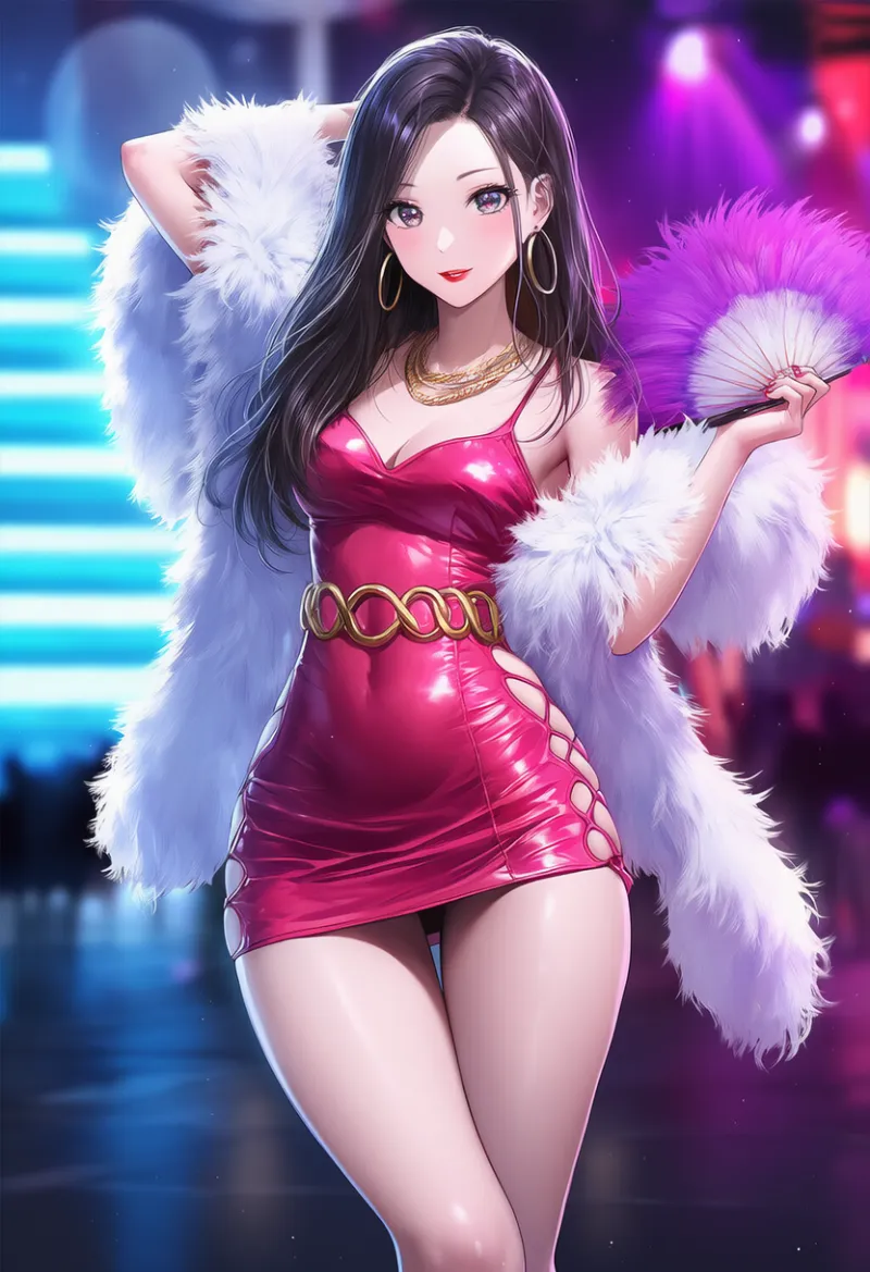 バブル期のボディコンギャルのプロンプトとAIイラスト