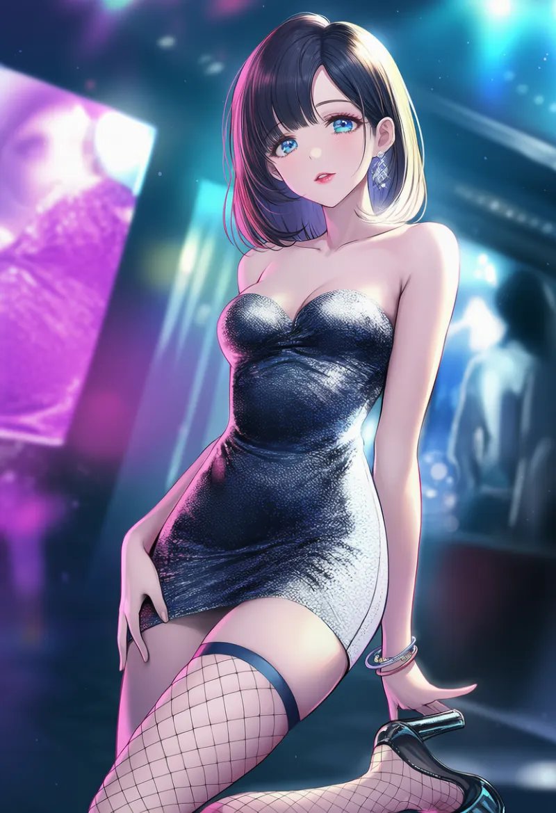 パーティータイプのボディコンドレスのプロンプトとAIイラスト作例