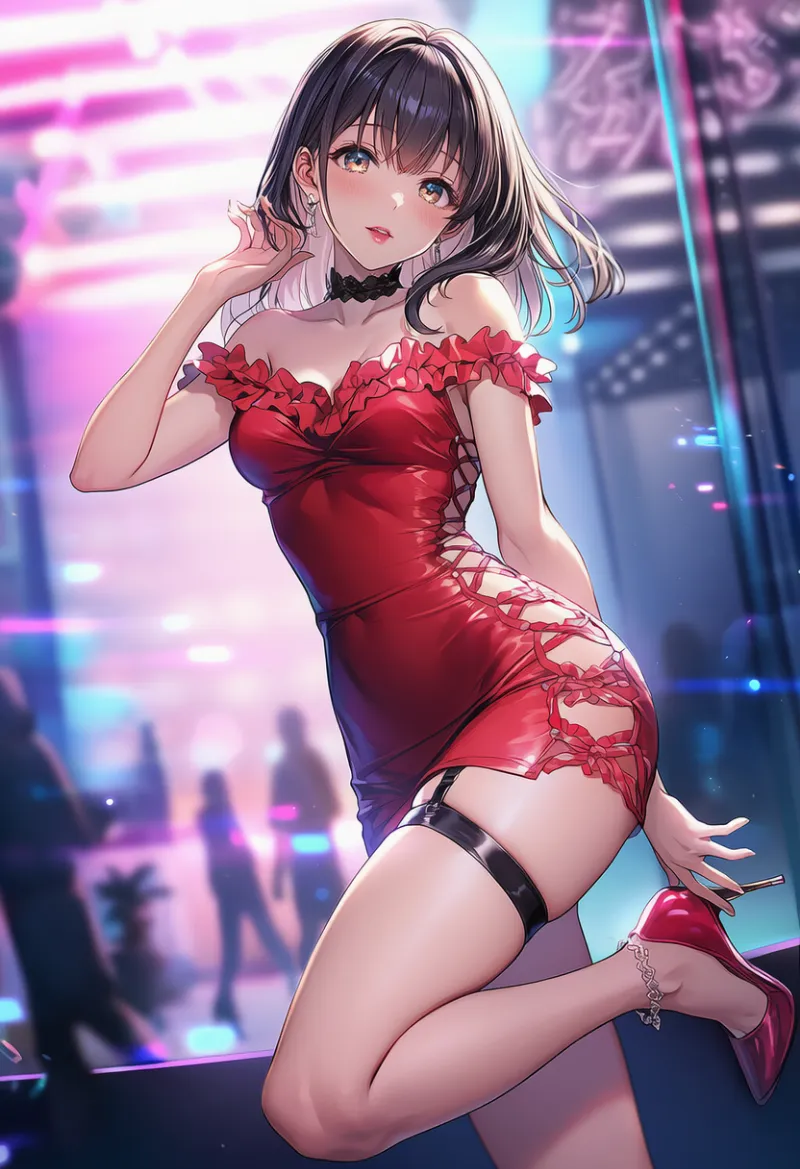 セクシータイプのボディコンドレスのプロンプトとAIイラスト作例