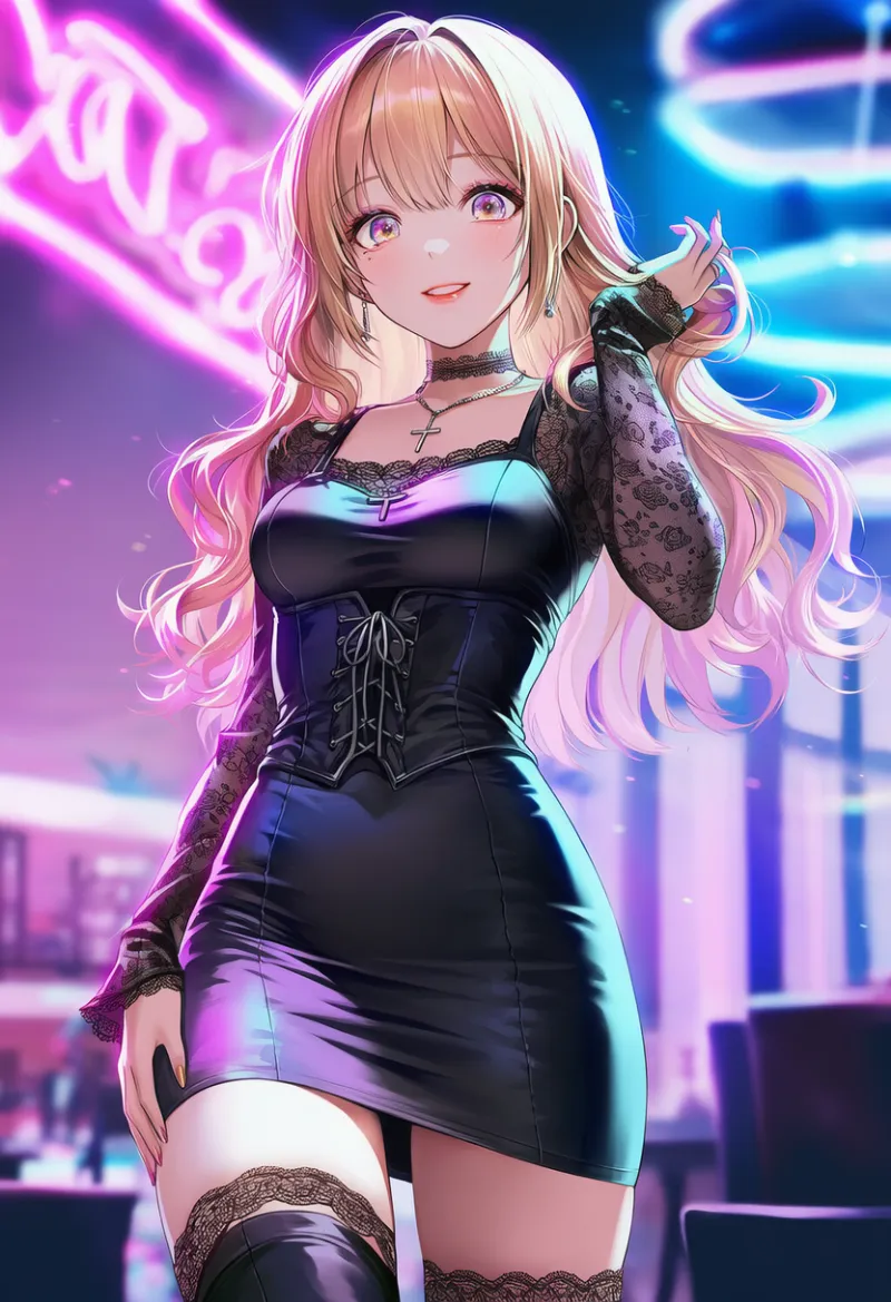 ゴシックタイプのボディコンドレスのプロンプトとAIイラスト作例