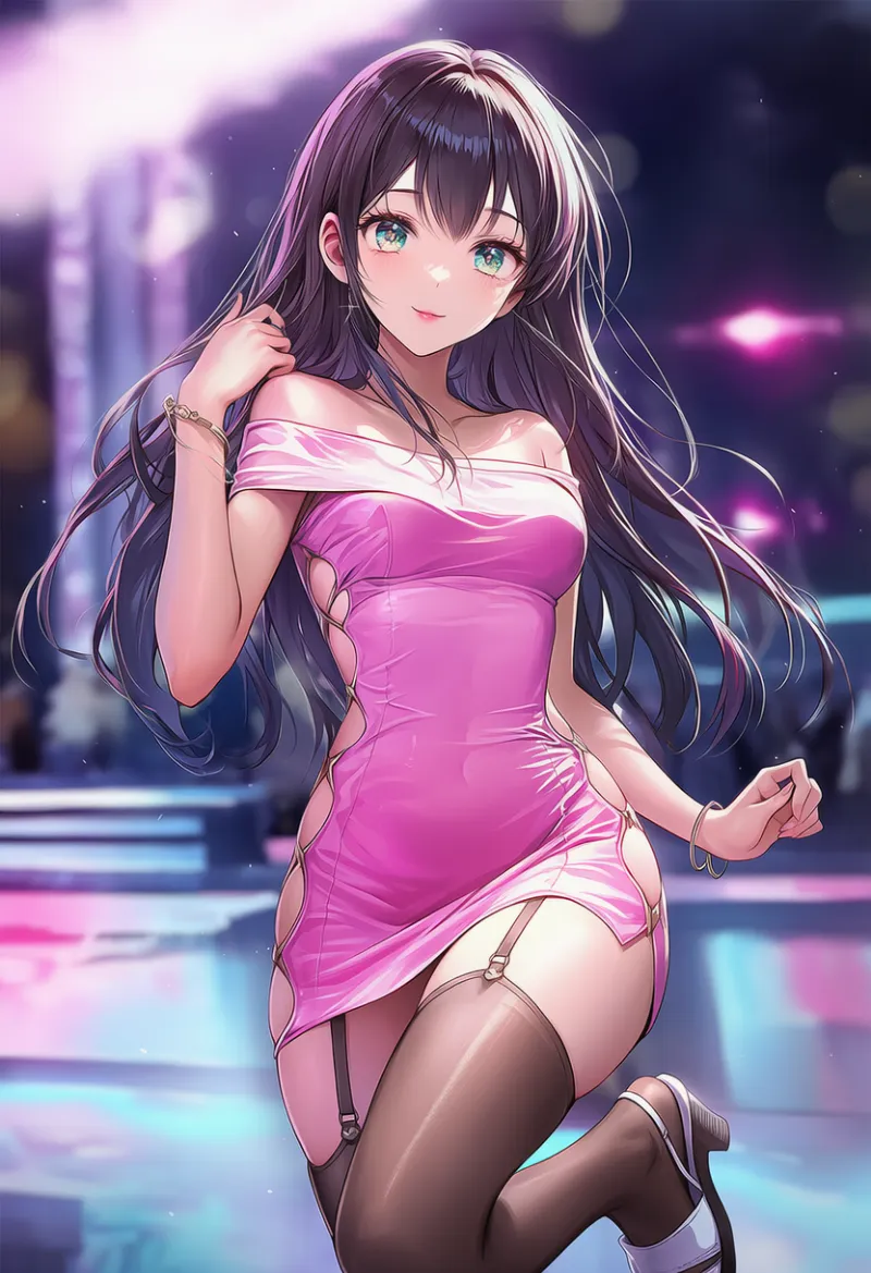 シースルータイプのボディコンドレスのプロンプトとAIイラスト作例