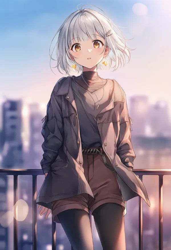 茶色系統のストリートファッションのAIイラストとプロンプト紹介